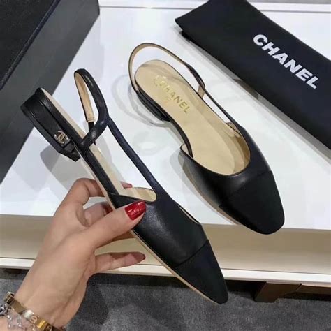 chanel black sling backs|chanel style slingback flats.